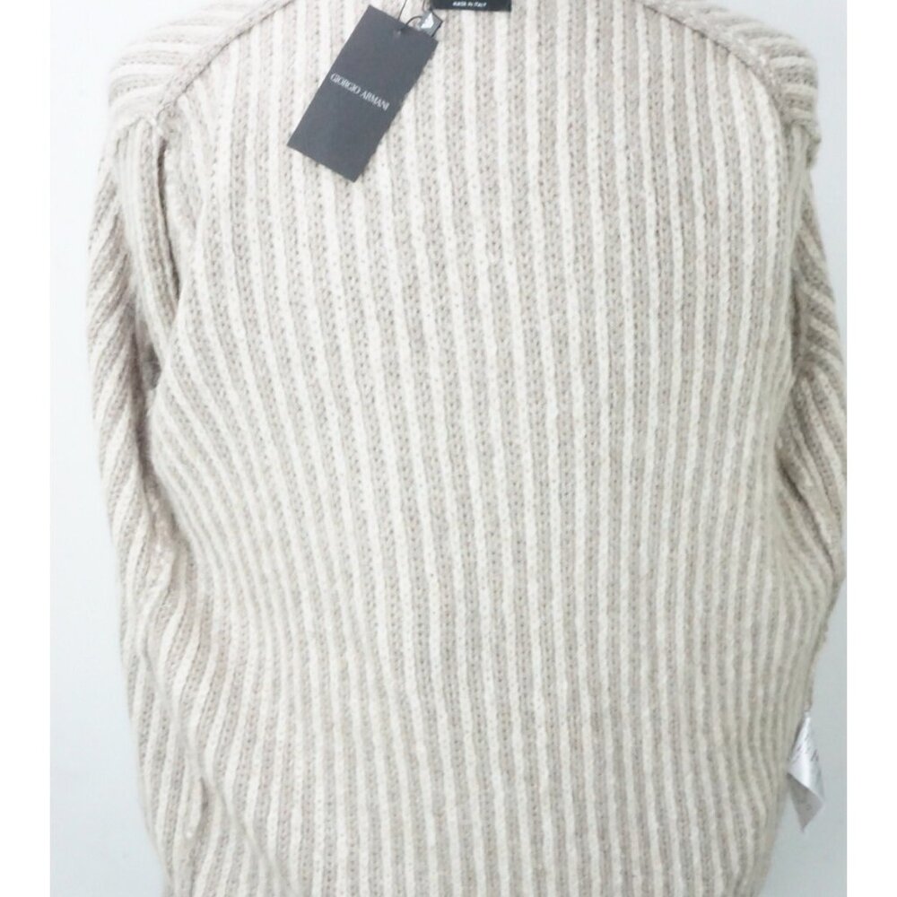 Giorgio Armani Black Label Beige 100% Cashmere Zip Up Sweater Sz 48 NEW - Picture 5 of 7